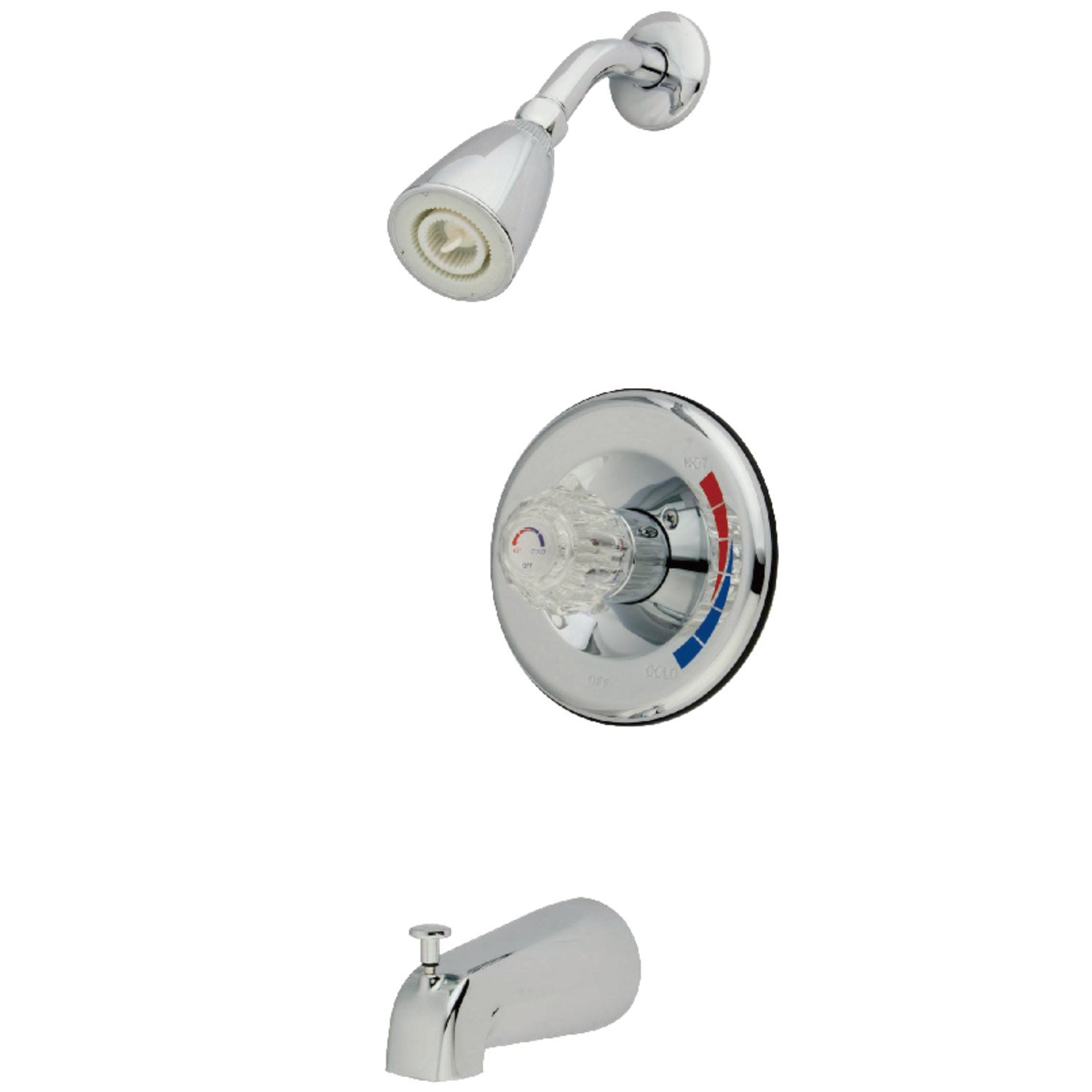 Kingston Brass KB681 Chatham Single Acrylic Handle Tub \u0026 Shower Faucet, Polished Chrome